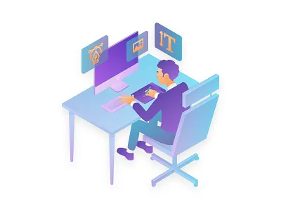 Hard work design designer desk graphic icons illustration isometric process screen website
