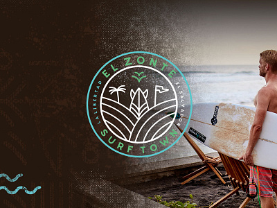 El Zonte Surf town badge beach branding city emblem logo surf town website