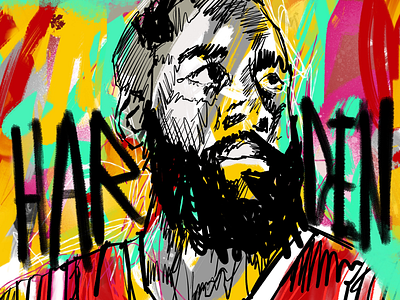 NBA All Star Series: James Harden basketball digital painting nba