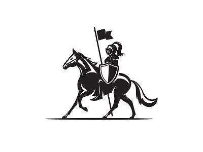 Knight armor flag horse knight logo logo design shield