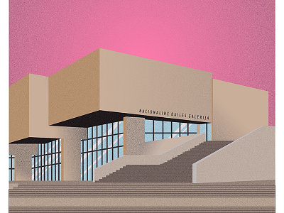 National Art Gallery architecture art artwork flat grain illustration lietuva lithuania pink texture vector vilnius