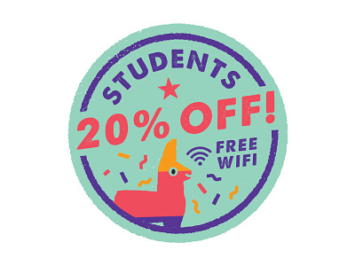 Student Discount Badge brand burrito college logo marque mexican piñata restaurant student tacos university wifi