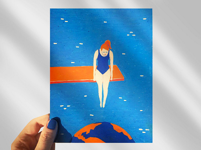 Dive dive earth girl handmade illustration illustrator jump pool sea shot