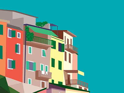 Cinque Terre WIP architecture illustration illustrator italy landscape summer work in progress