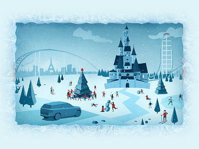 Skoda Kodiaq illustration christmas copenhagen illustration paris prague roma skoda stockholm winter