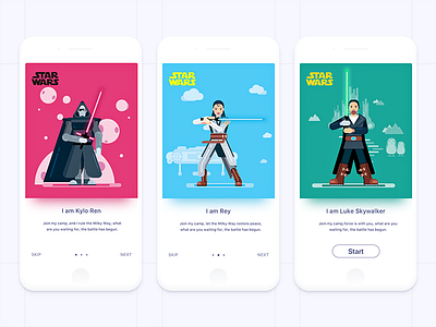 STAR WARS card game app design app card game design flat illustration interface ios ui