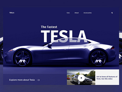 Daily UI #023 (Tesla Header Exploration Concept) blue brand car fastest tesla ui ux web