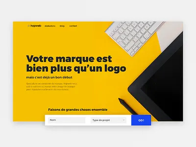 Votre marque est bien plus qu'un logo agency flat landing logo marque page yellow