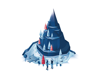 Climb dashit ! 3d illustration isometric mountain