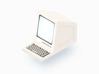 Old computer icon illustration illustrator isometric vector