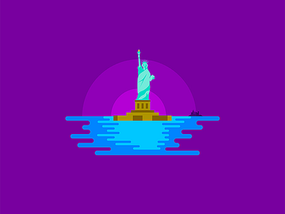 Statue of Liberty island illustration 🗽🇺🇸 editorial freelance illustrate illustration illustrator