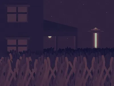 UFO animation farm illustration lazer night ufo