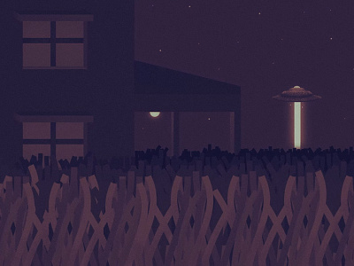 UFO animation farm illustration lazer night ufo