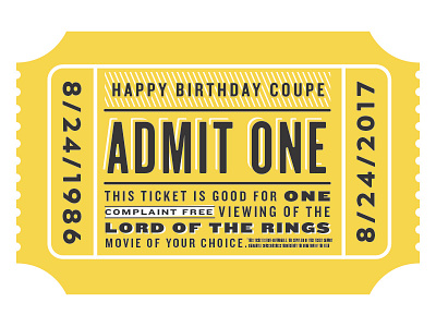 Admit One lord of the rings modern movies typography