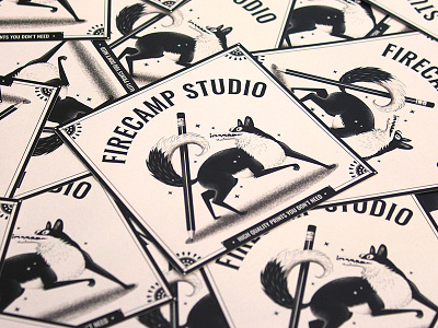 Firecamp Stickers black fox graphic design illustration logo print sticker vintage