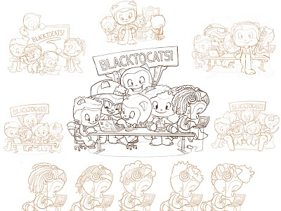 Blacktocats process sketches behind the scenes blacktocats cameron clark cameron foxly concept github illustration making of process sketch visdev