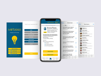Virtuoso app axure coach lifestyle self improvement ui design ux design