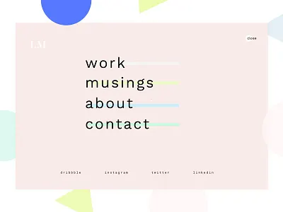 New Portfolio Menu flat design geometric menu overlay pastel portfolio shapes ui design user interface