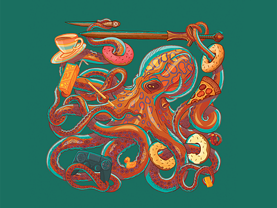 Octobud doughnuts octopus pizza playstation
