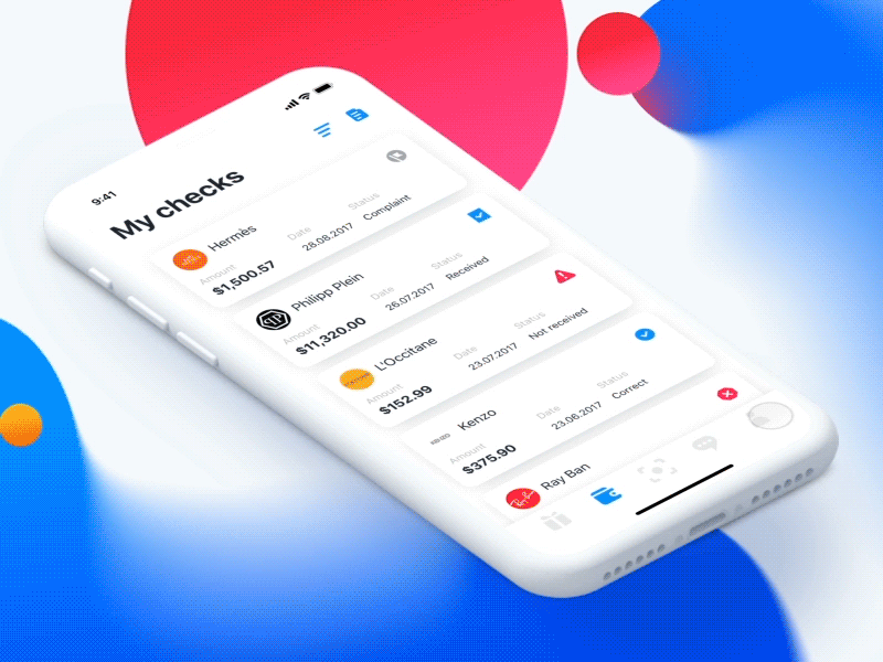 CheckerApp #2 3diphone animated bill checker clean interface ios iphonex plates principle ui ux