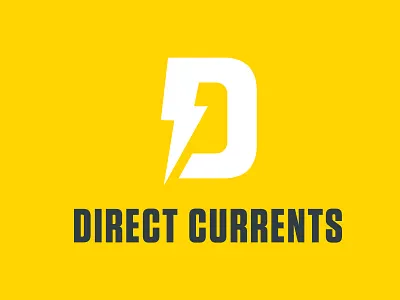 Direct Currents Logo brand identity branding d logo electrical electrical branding electrical logo icon letter mark lightning logo logo design logomark yellow logo
