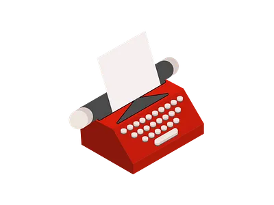Typewriter - Isometric (red) isometric typewriter
