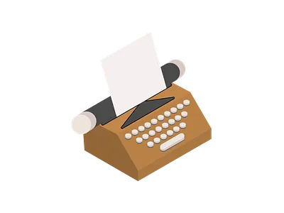 Typewriter - Isometric (tan) isometric typewriter