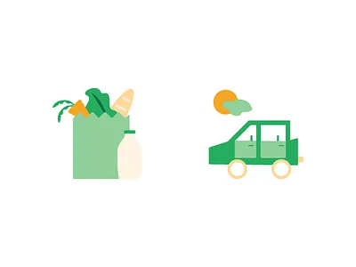 Groceries & Transportation car groceries icons illustration milk