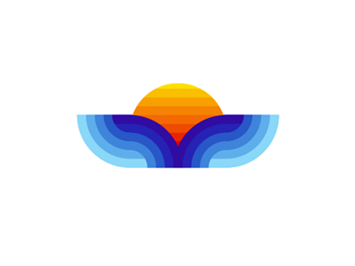 Whale tail / sea waves / sun, sunset, logo design symbol animals blue water flat 2d geometric logo logo design nature sea waves sun sunset vector icon mark symbol whale tail wild life