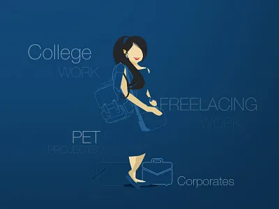 Working bags briefcase cat college work corporate work freelance girl illustration negative space pet [projects positive space sack sling