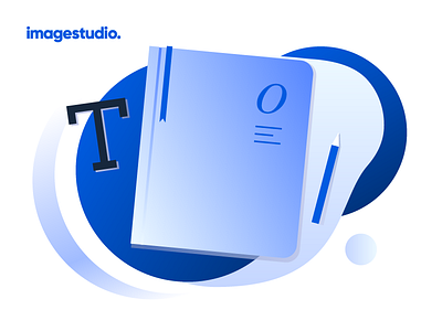 Typography blue book illustration pen typography