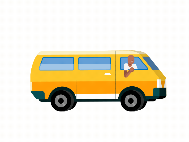 Minibus Taxi 2d animation after effects bus car drive looping gif taxi