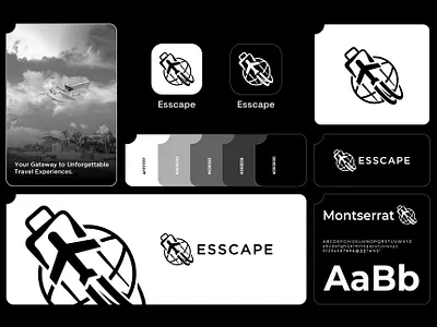 ESSCAPE - Travel App abstract logo airplane app black black white branding camping earth graphic design inspiration logo logo brand logo concept logo creation logo design minimalist logo travel trip ui
