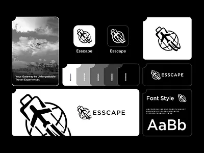 ESSCAPE - Travel App abstract logo airplane app black black white branding camping earth graphic design inspiration logo logo brand logo concept logo creation logo design minimalist logo travel trip ui