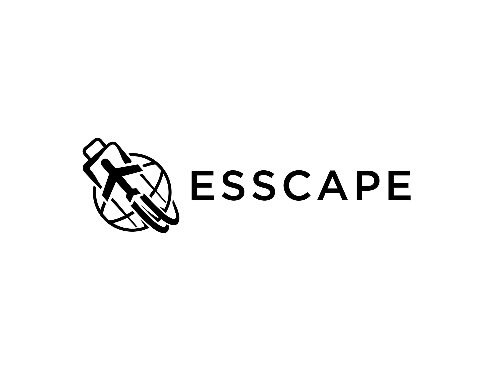 ESSCAPE - Travel App abstract logo airplane app black black white branding camping earth graphic design logo logo brand logo concept logo creation logo design minimalist logo travel trip ui