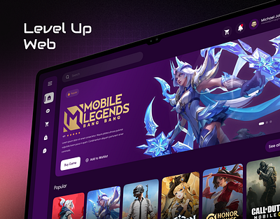 Level Up: Web Game Store clean design exploration game game top up games mobile legends mobile legends bang bang modern design store top up top up web ui ui design uiux design web web design web store website