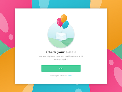 Verification email illustration balloon card email envelope illustration login registration ui web