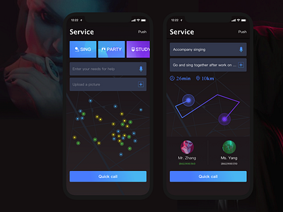 Call service design graphical interactive ui