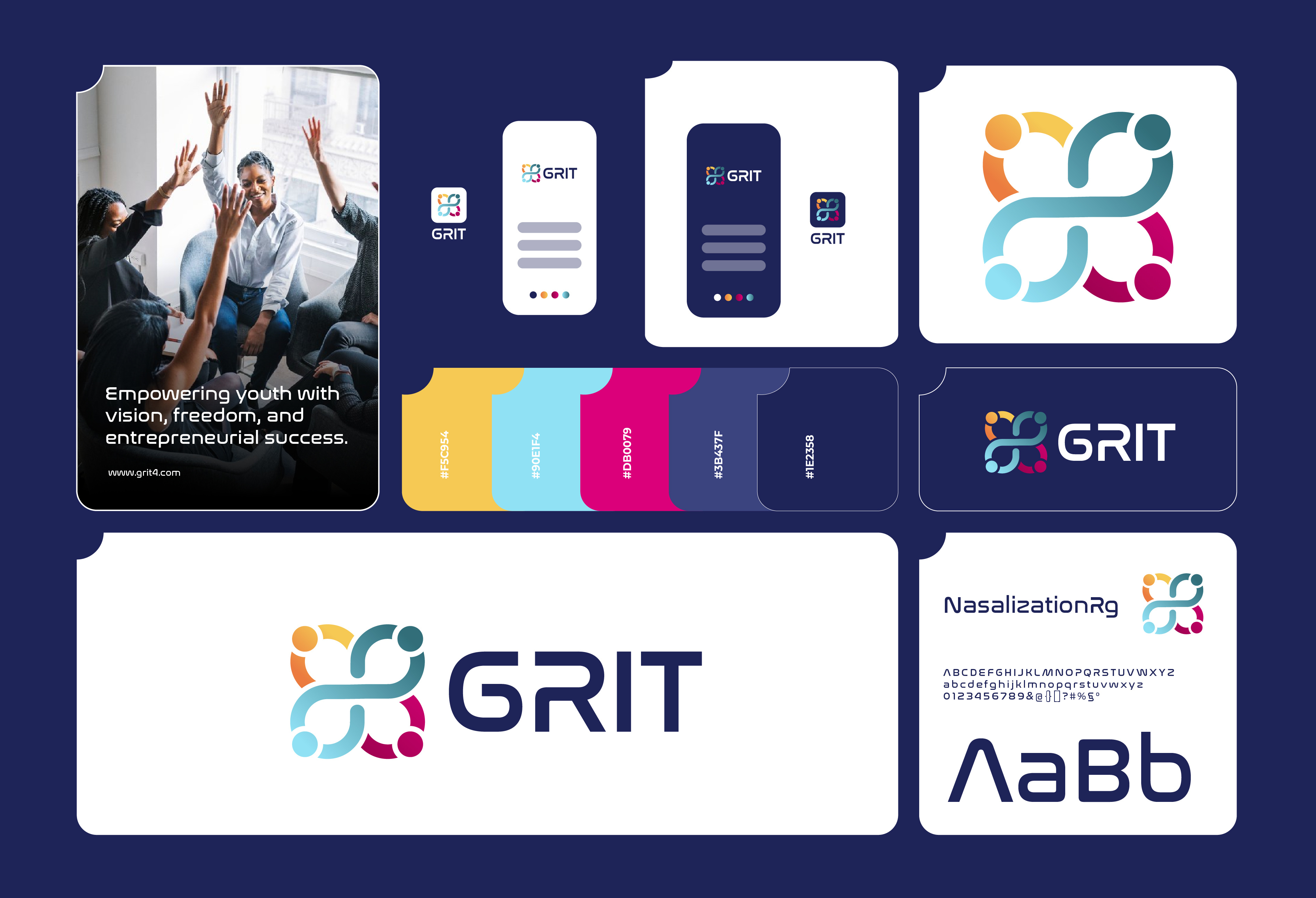 Grit ( Girls Run IT ) brand identity branding concept logo content creation logo event freedom girls icon logo logo design motion graphics run ui