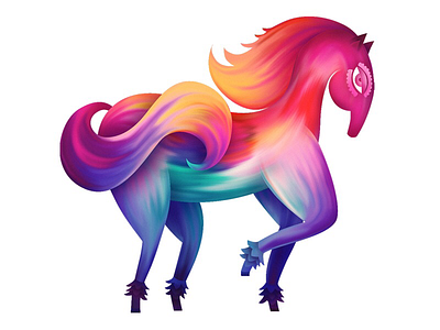 Fierce horse illustration character digital fierce gradient horse illustration racing steed