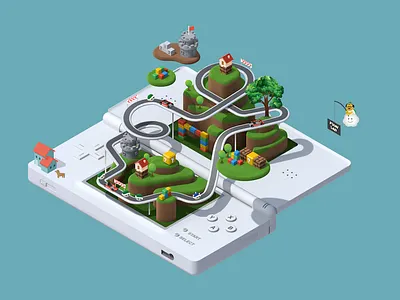 DS 3d game illustration isometric nintendo