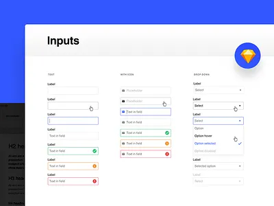 Inputs design system framework sketch style guide styleguide system ui kit ux kit