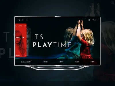 Playtime(Smart TV Entertainment App) - Concept dark entertainment movies music play showtime simple smart tv theatre tv ui ux