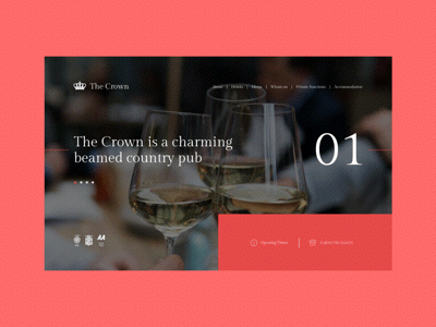 The Crown Home page design animated branding design food homepage principle pub sketch ui ux web website