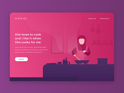 Landing Page cooking illustration landing page love web