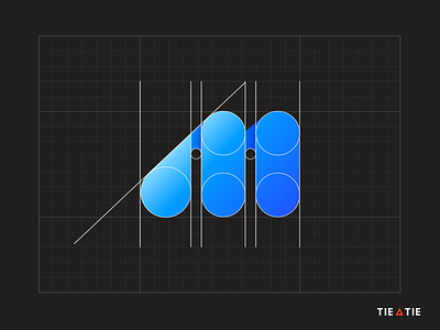 M icon [GRID] aiste blue branding colorful construction gradient grid logo agency m letter tieatie