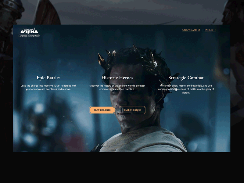 Total War Arena: I am the Commander design digital graphic inspiration interface promo ui ux wargaming webdesign