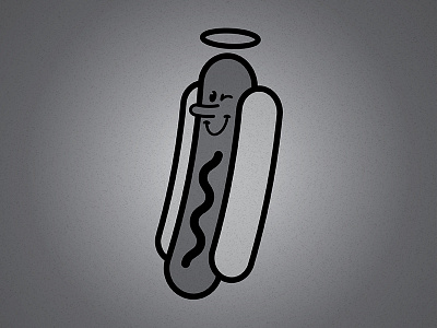 See you real soon! cartoon cute dead design food funny halo hot dog illustration vintage