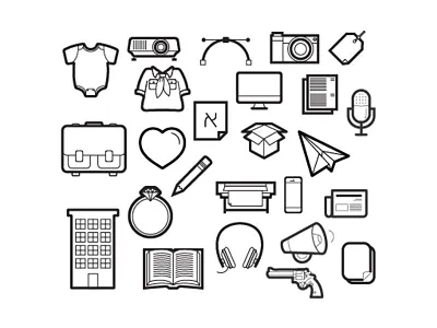 Monochromatic Icon Set black icon monochromatic set white