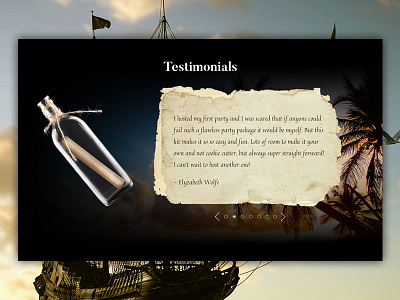 Message In A Bottle murder mystery paralax pirates testimonial ui web design website